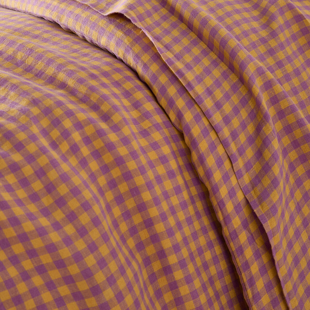 Housse de couette en lin lavé, Acélie lavande/ocre lavande/ocre, LA REDOUTE INTERIEURS