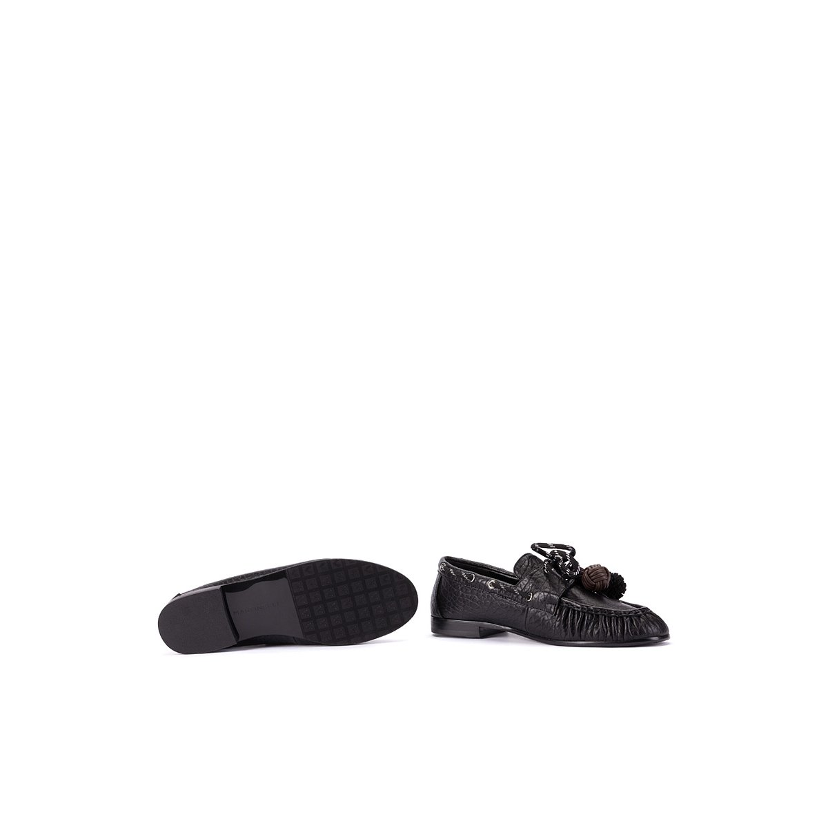 Mocassins cuir Baracchini black, MARTINELLI