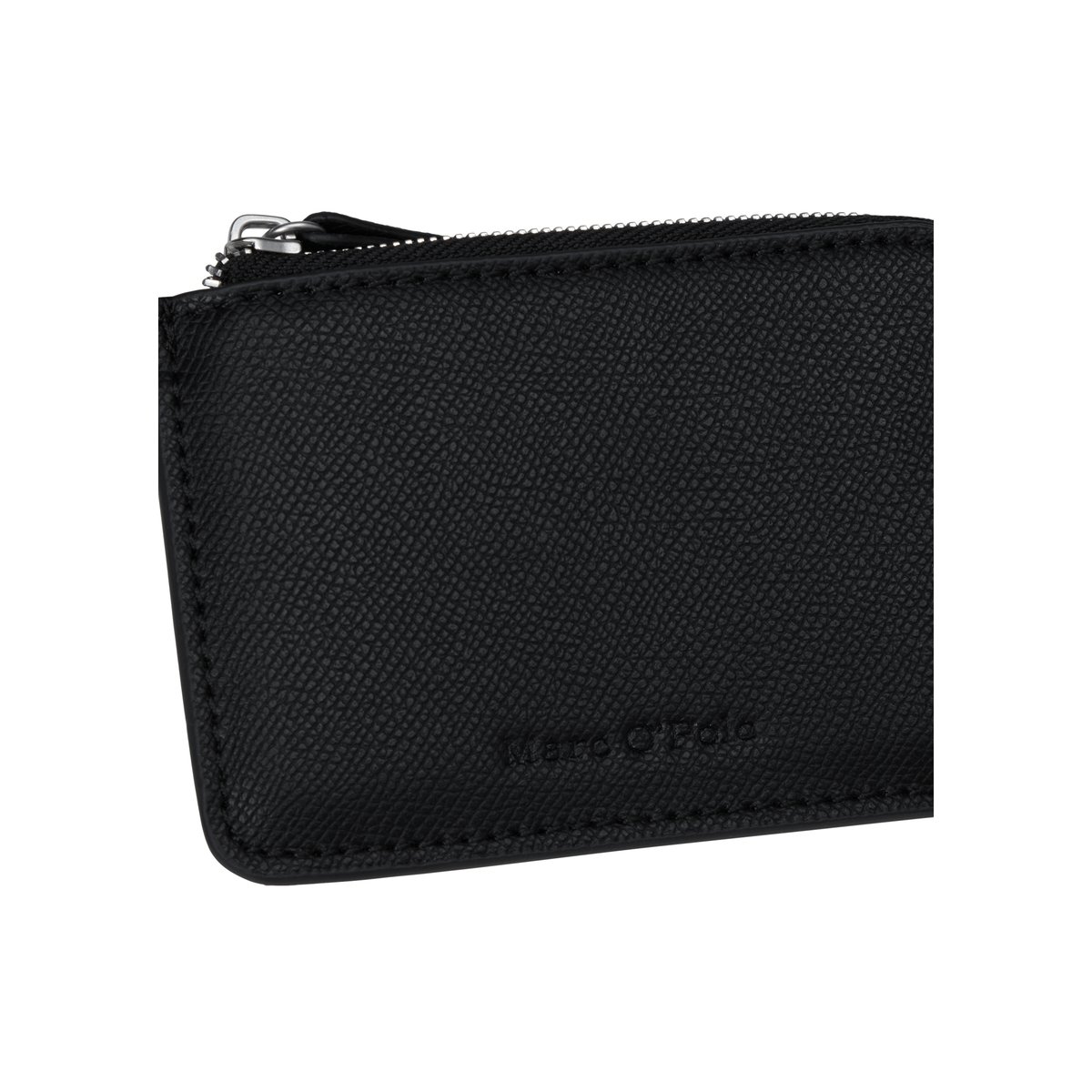 Portefeuille à fermeture éclair, modèle Timon fabriqué à partir d'un substitut de cuir en polyester recyclé noir, MARC O'POLO