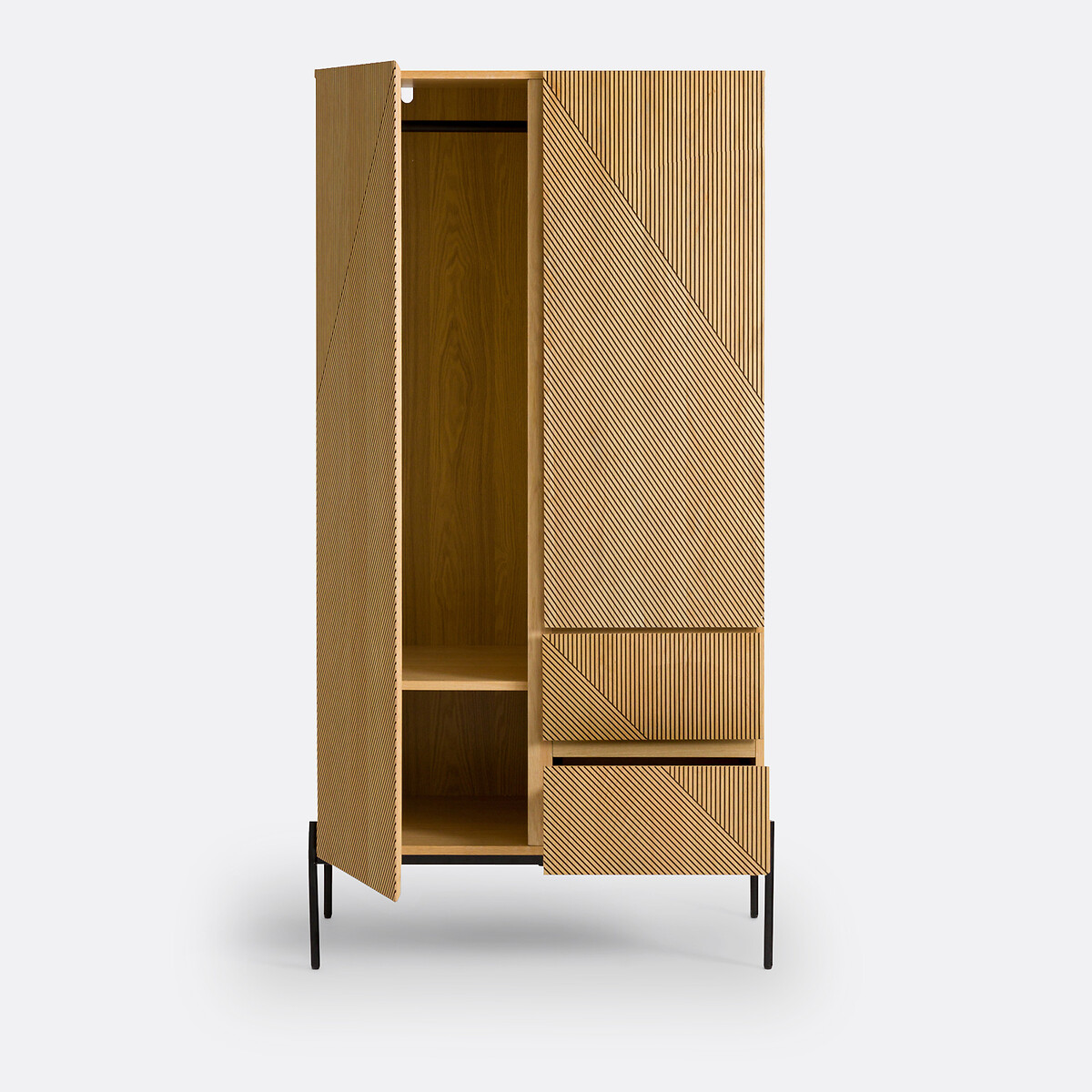 Armoire 2 portes Lodge naturel/noir, LA REDOUTE INTERIEURS