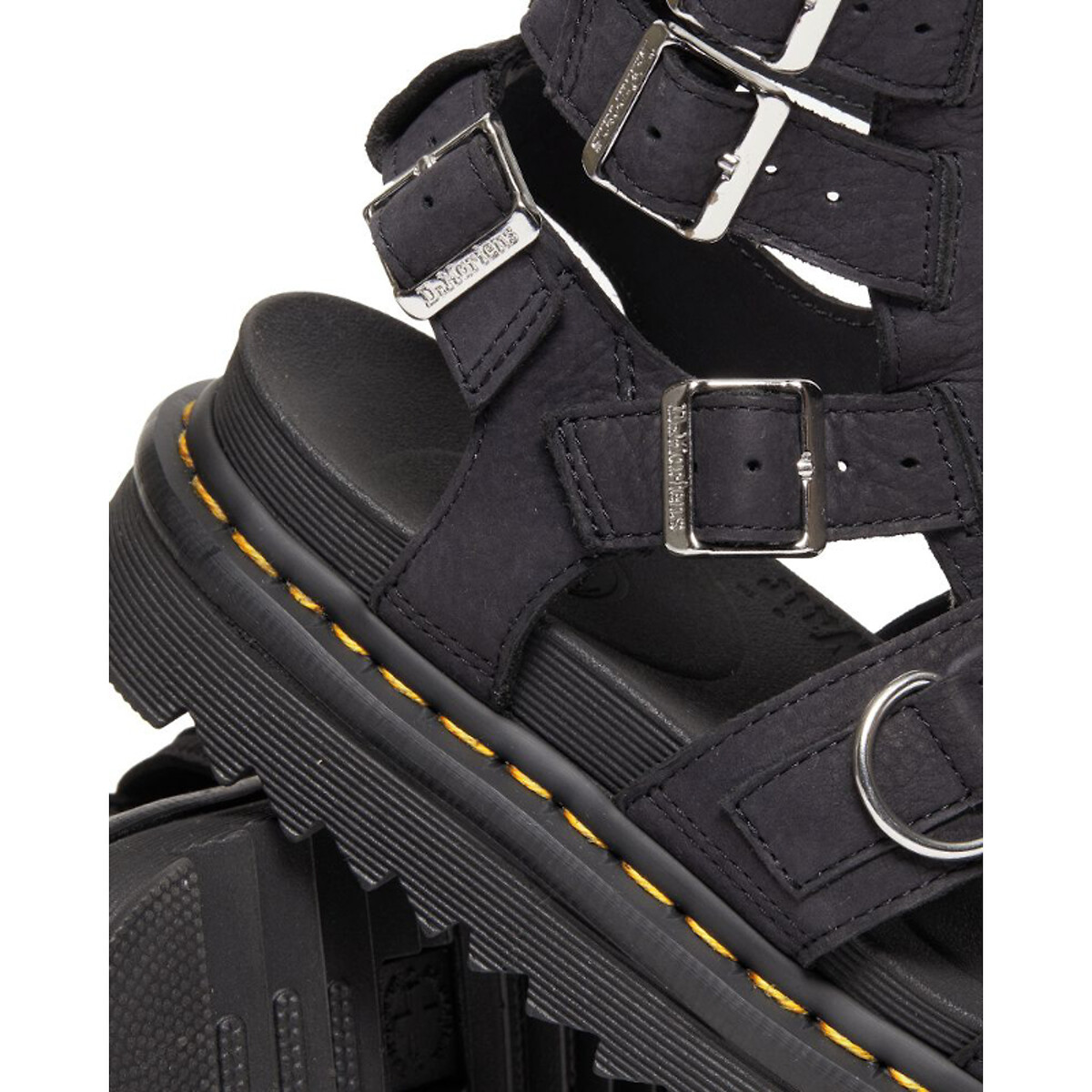 Sandales zippées en cuir Olson noir, DR. MARTENS