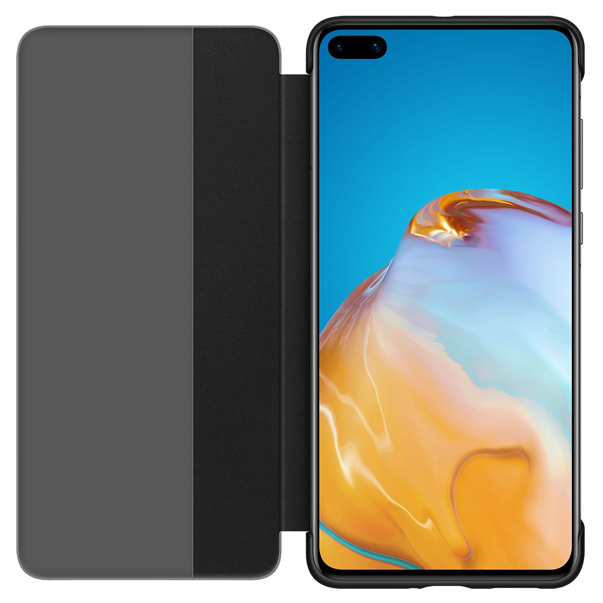 Etui Huawei P40 View Flip cover noir noir, HUAWEI