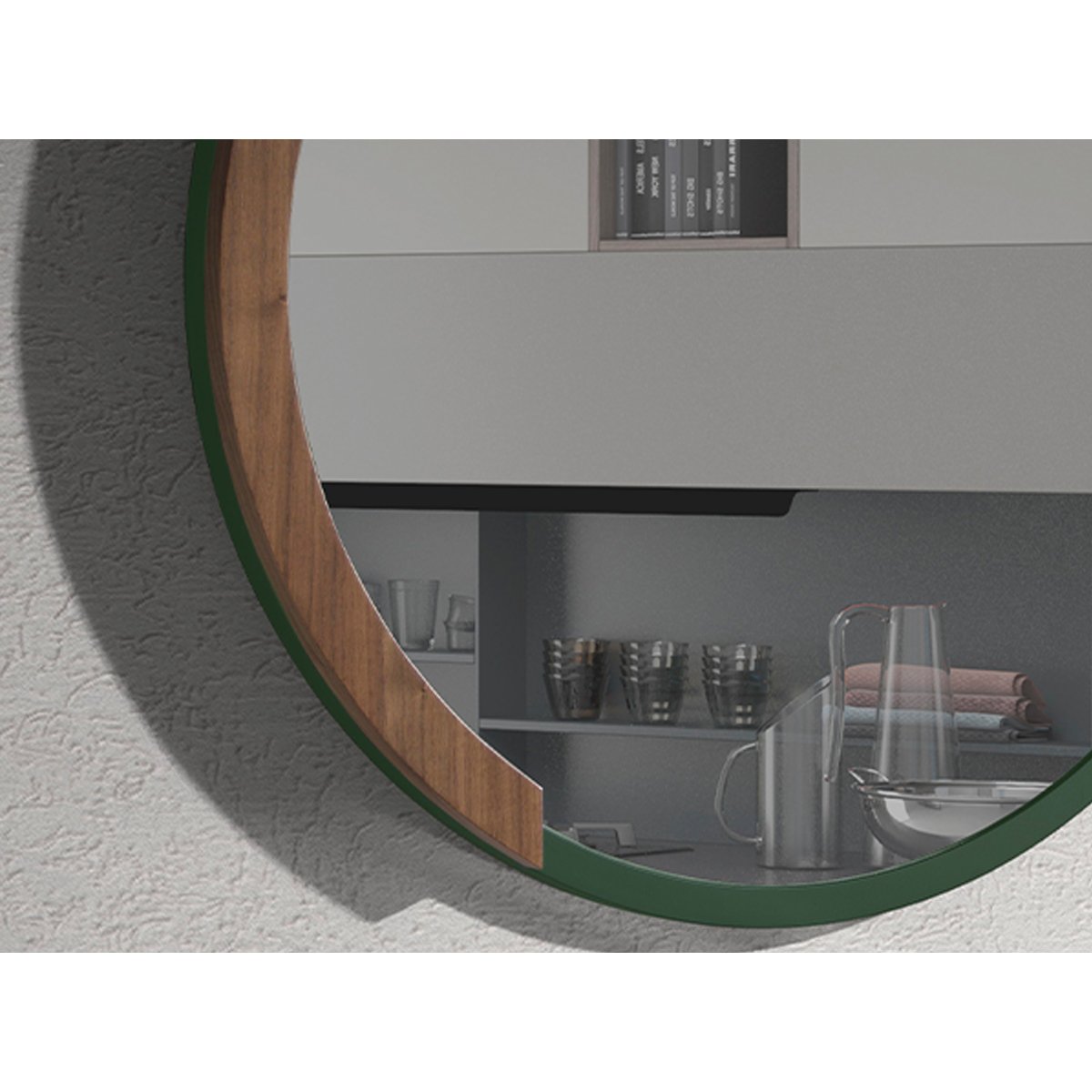 Miroir mural rond bois noyer | noir, ANGEL CERDA