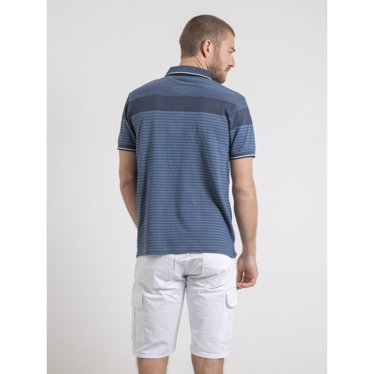 Polo Manches Courtes Pur Coton Rayé Piwening bleu marine, RITCHIE
