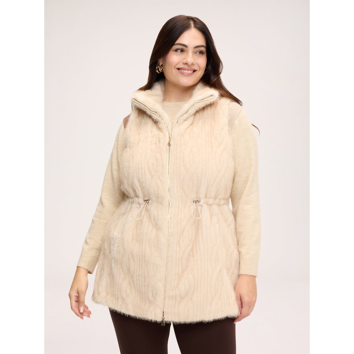 Gilet long beige, FIORELLA RUBINO