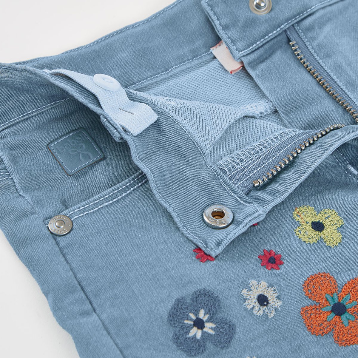 Short garçon jean fleurs bleu, BOBOLI