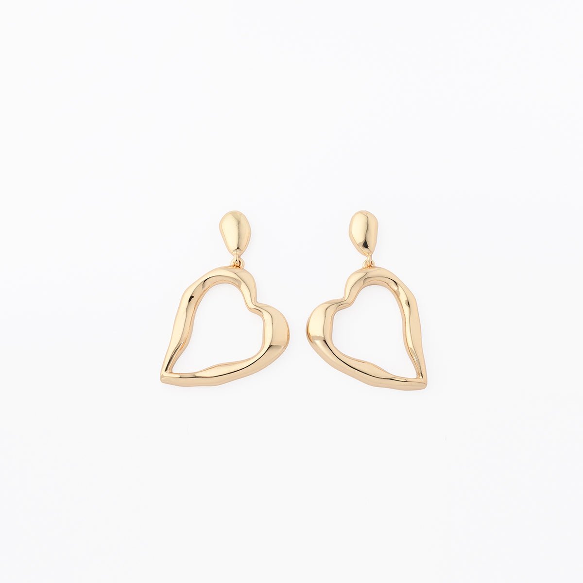 Boucles d'oreilles pendantes cœur irrégulier - Collection Recyclée doré, BALABOOSTE