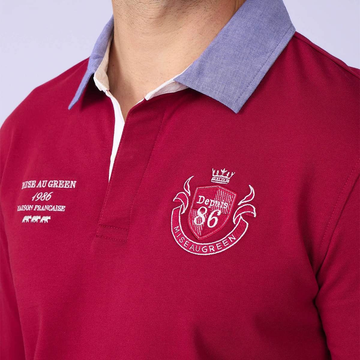 Polo Rugby avec blason rouge, MISE AU GREEN