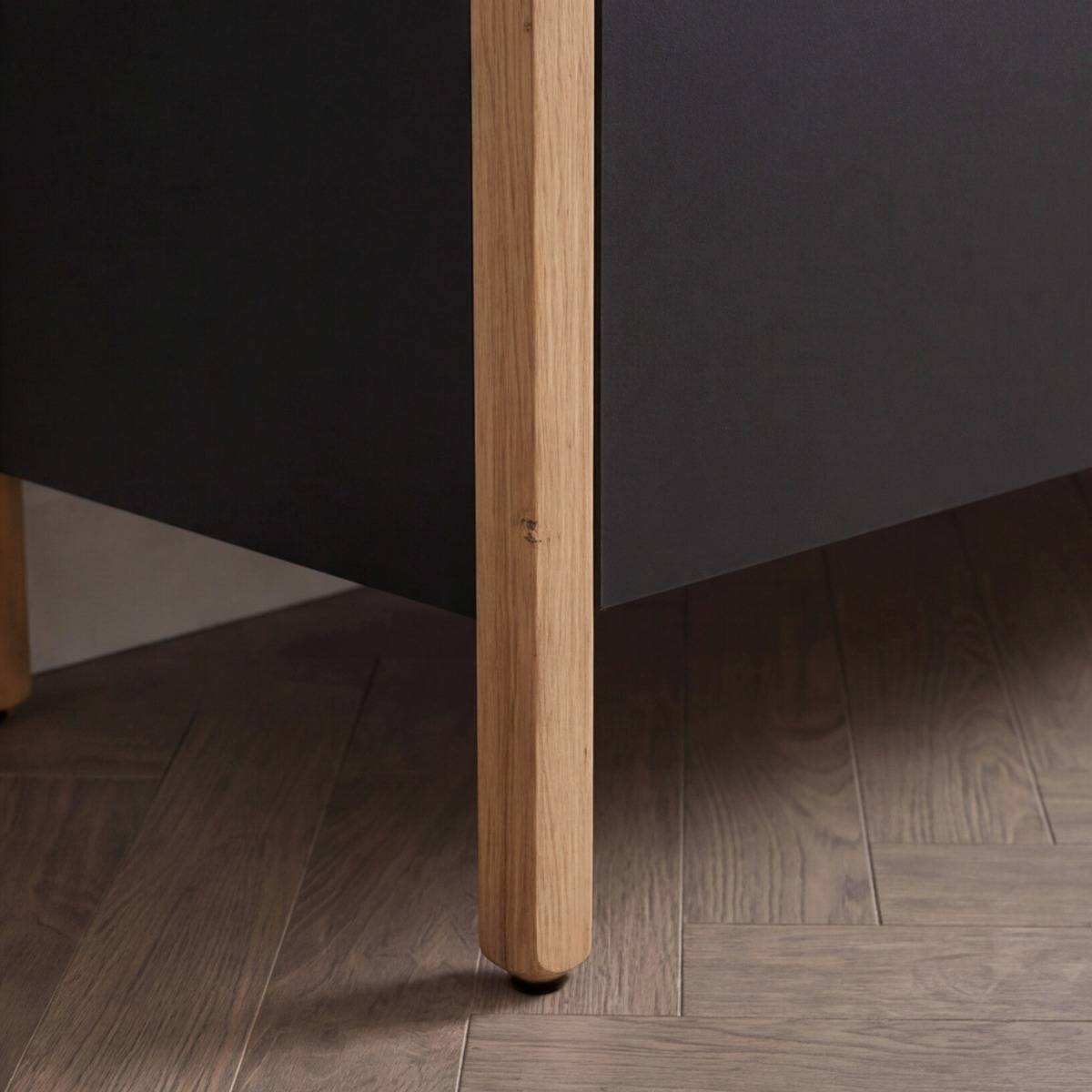 Buffet 4 portes en bois d'acacia CESAR noir, MADE IN MEUBLES