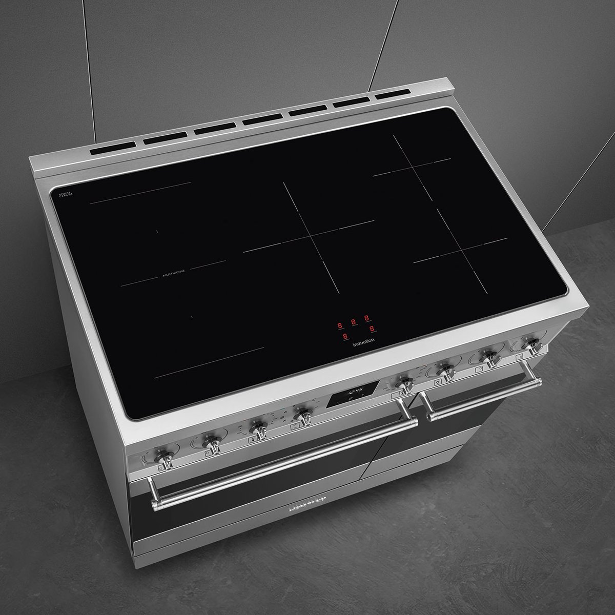 Piano de cuisson induction 5 feux 90 cm C92IP inox satiné, SMEG