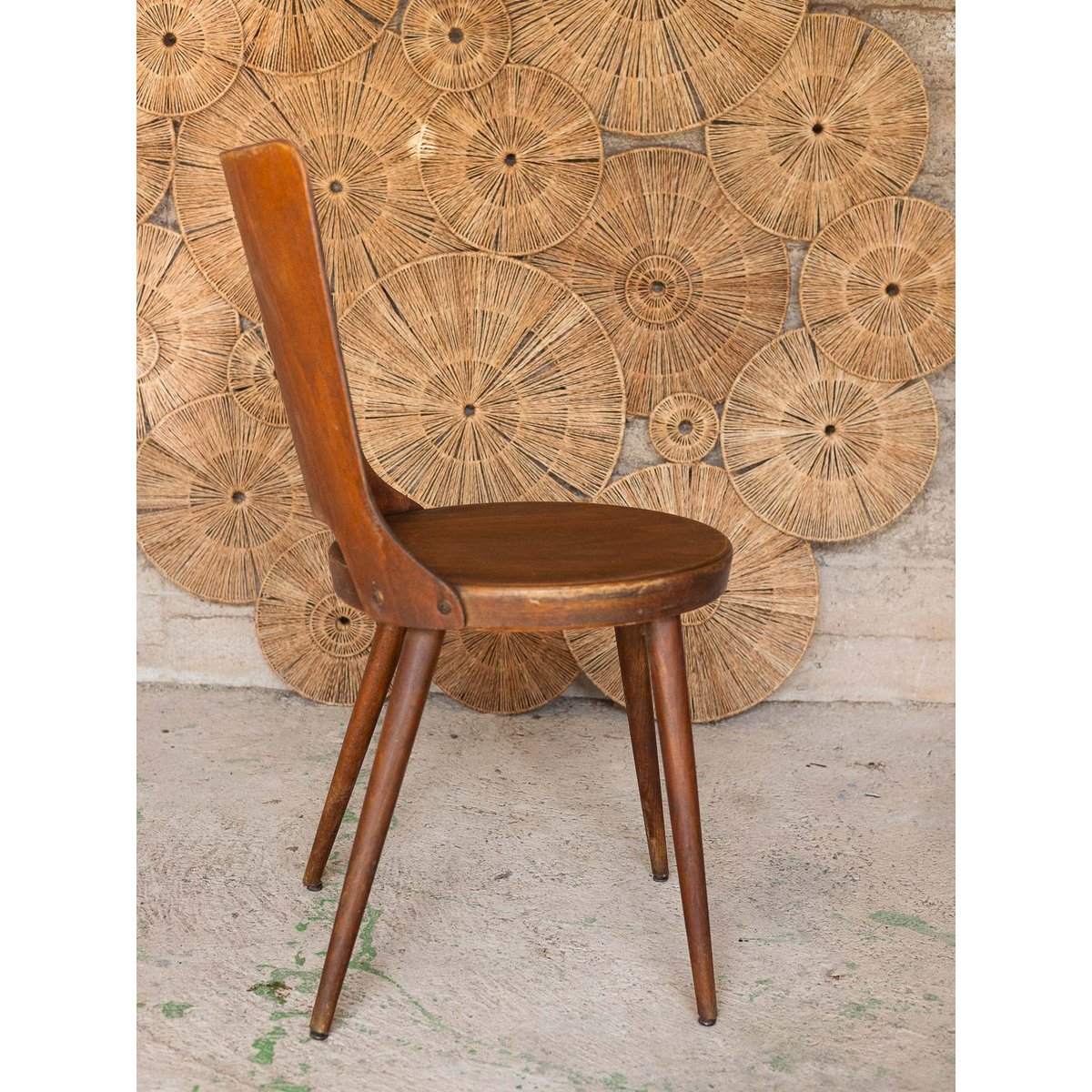 Chaise Mondor Baumann Alma N°1884 - Bon état bois foncé, DEBONGOUT