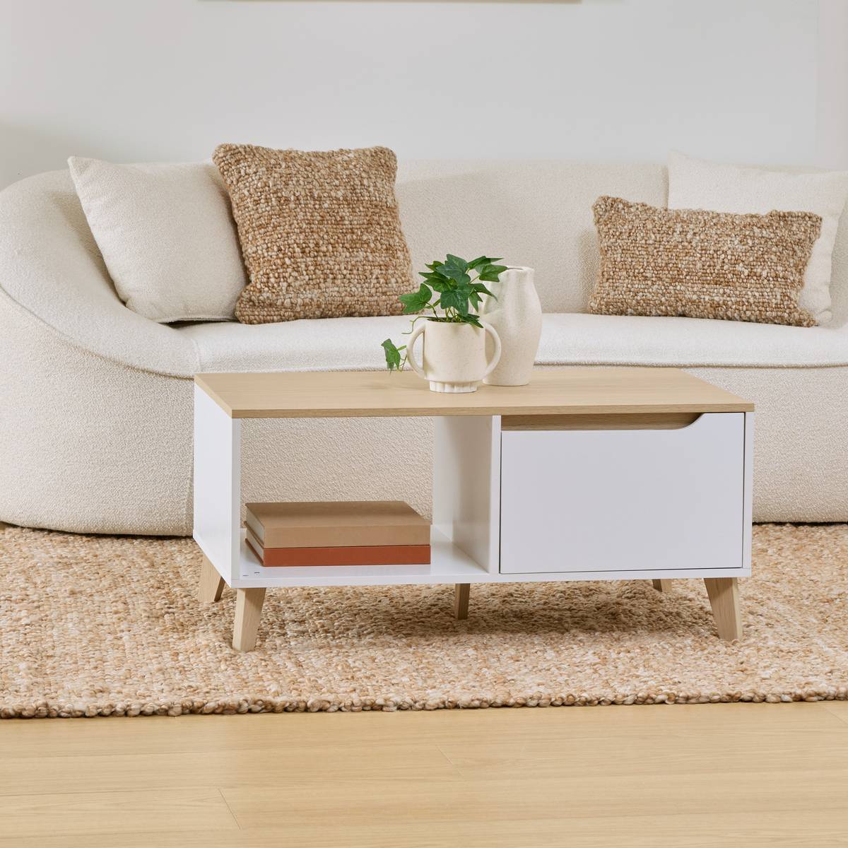 Table basse relevable rectangulaire LUMA blanc, 5FIVE SIMPLY SMART