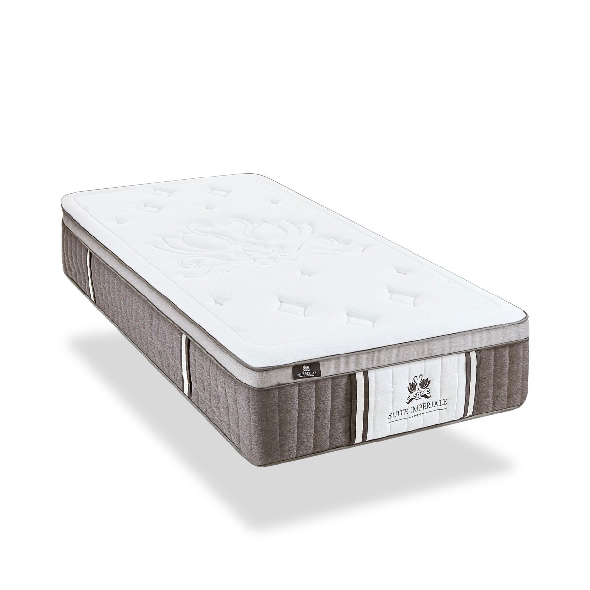 Ensemble Suite Impériale 140x190 cm Matelas Ressorts ensachés + Sommier Bois couleur unique, BELLECOUR