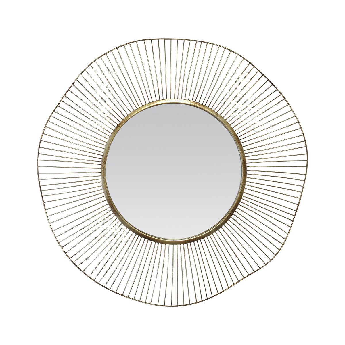 Miroir design rond en métal 75cm or, EMDE