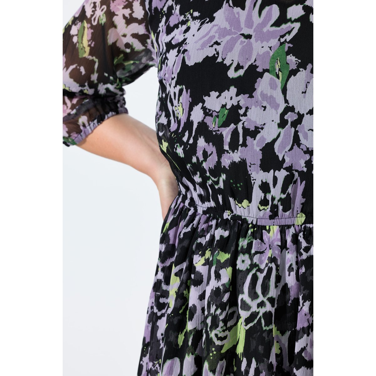 Robe midi en mousseline à fleurs lavande, ULLA POPKEN