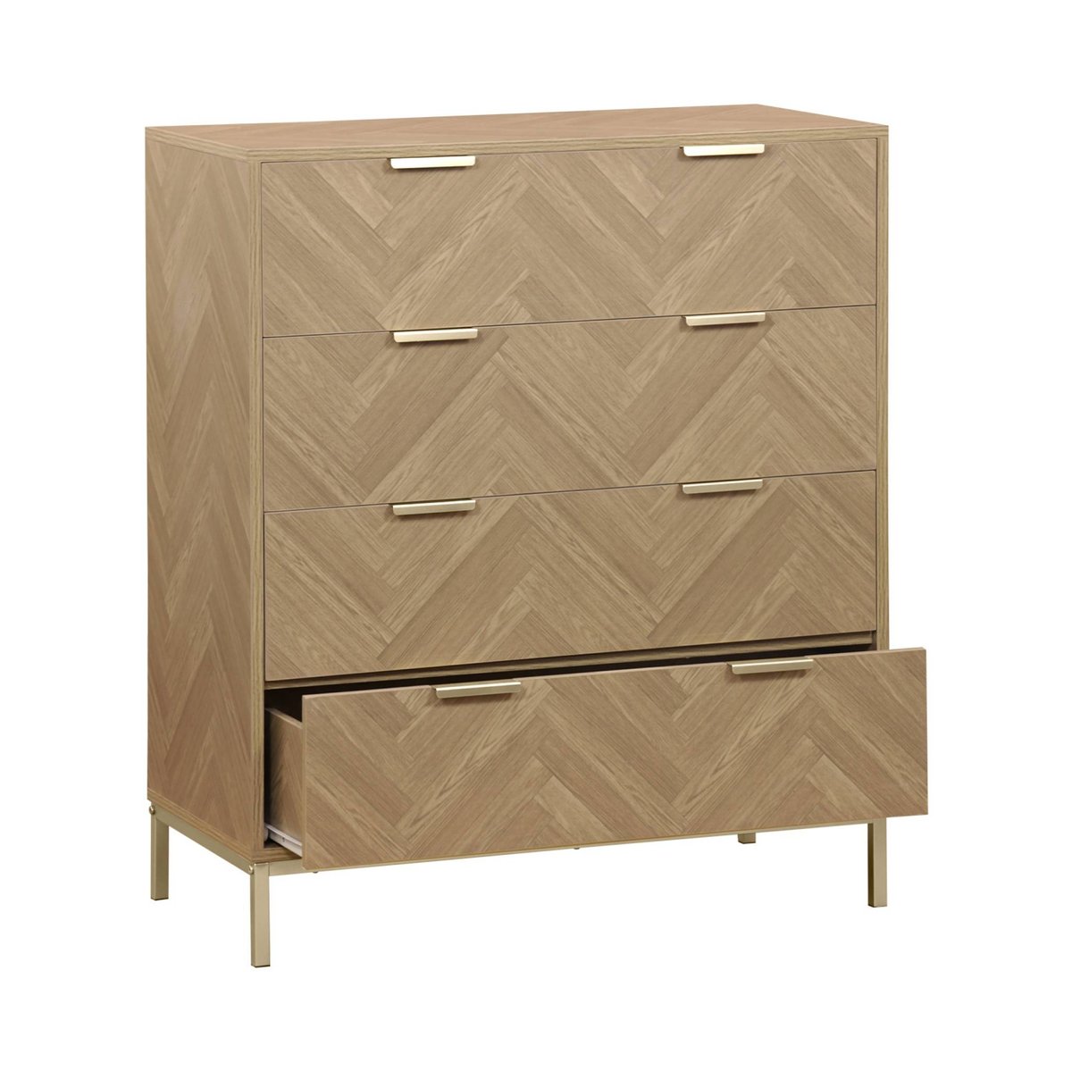 Commode de rangement décor chevrons 4 tiroirs BUDAPEST naturel, SWEEEK