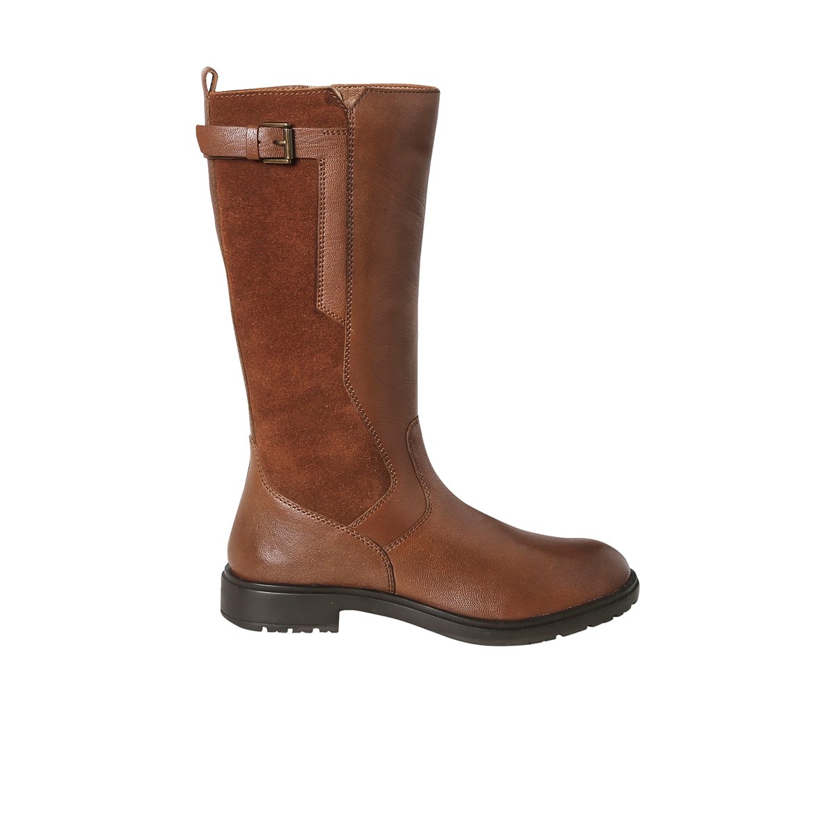 Boots cavalière cuir zippées marron, VERTBAUDET