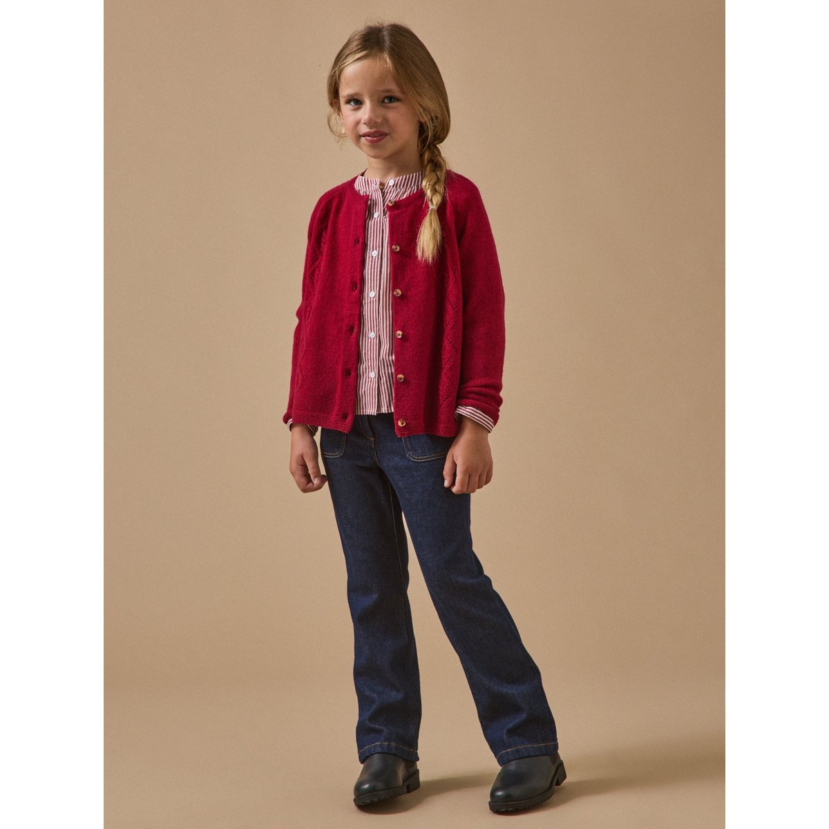 Cardigan  en laine mérinos framboise, CYRILLUS