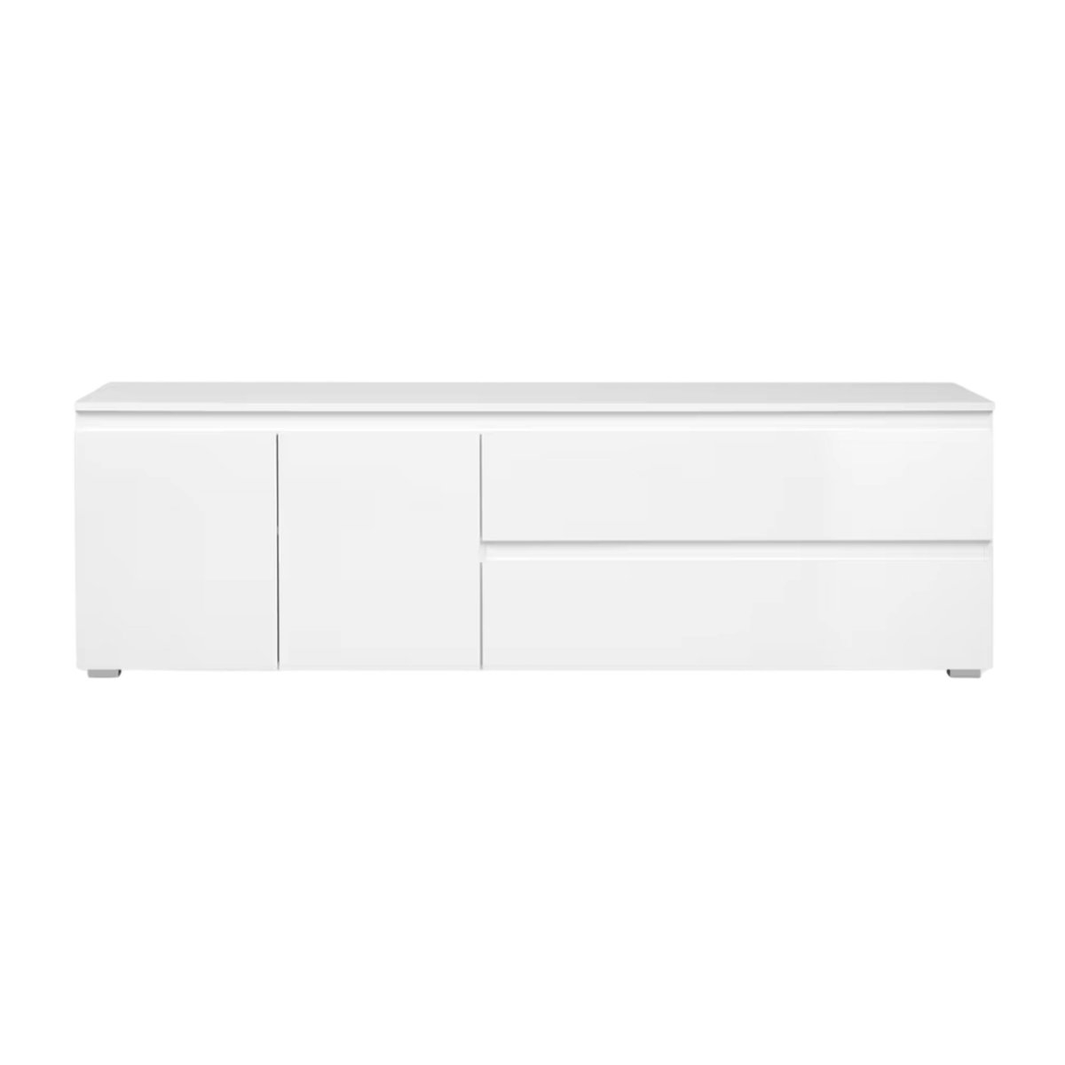 Long meuble TV blanc 2 portes 2 tiroirs ALVA blanc, PIER IMPORT