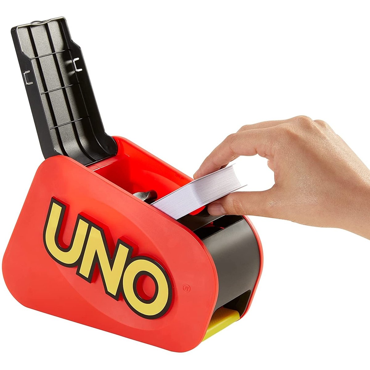 Uno extreme Jeu de société et de cartes avec distributeur aléatoire, sonore et lumineux multicolore, MATTEL