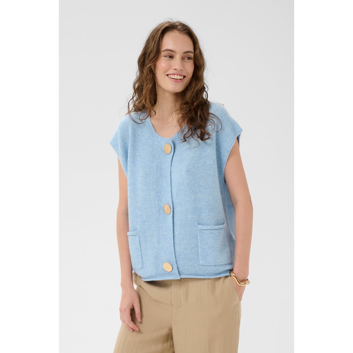 Pullover tricoté bleu cashmere blue melange, CULTURE