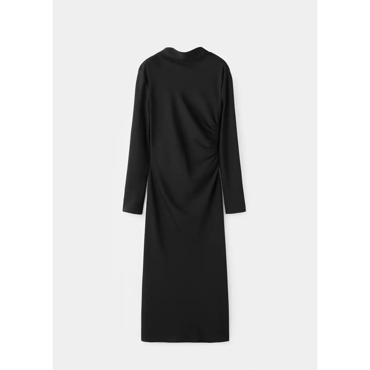 Robe midi froncée noir, MANGO