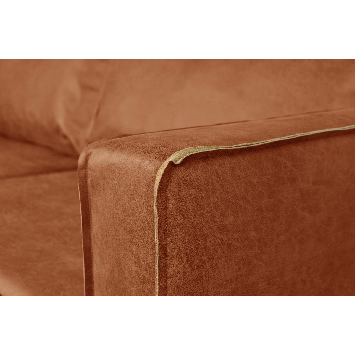 Canapé vintage 2-3 places cuir marron cognac aspect vieilli et métal noir SONNY marron, MILIBOO