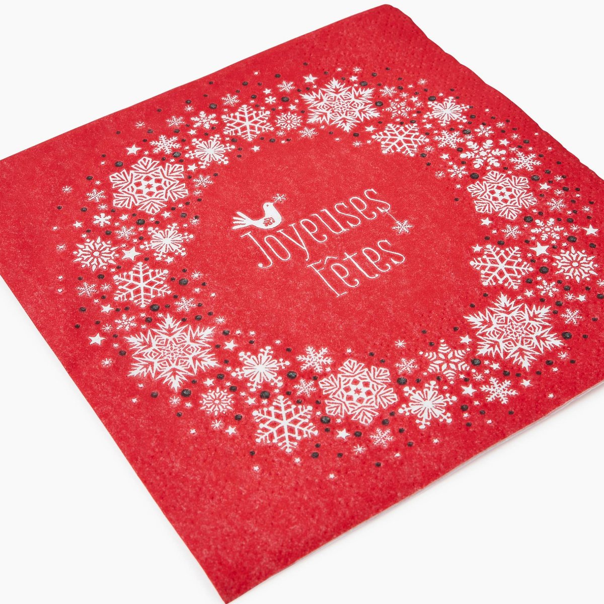 20 serviettes 33x33CM imprimé "Joyeuses fêtes" rouge, MONOPRIX