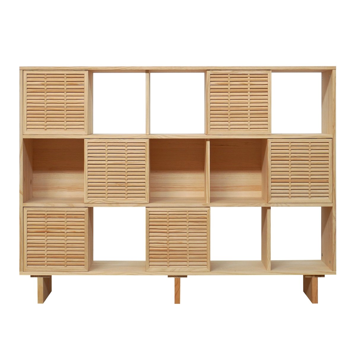 Bibliothèque en pin massif verni MORELLA bois clair, NAAN FURNITURE