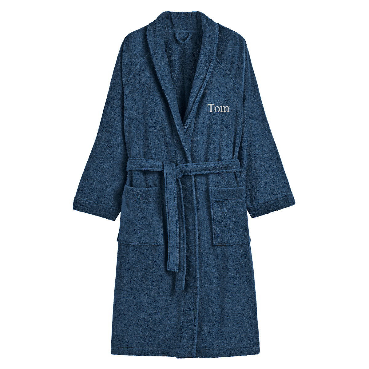 Peignoir éponge col châle personnalisé, Haxel bleu marine, LA REDOUTE INTERIEURS