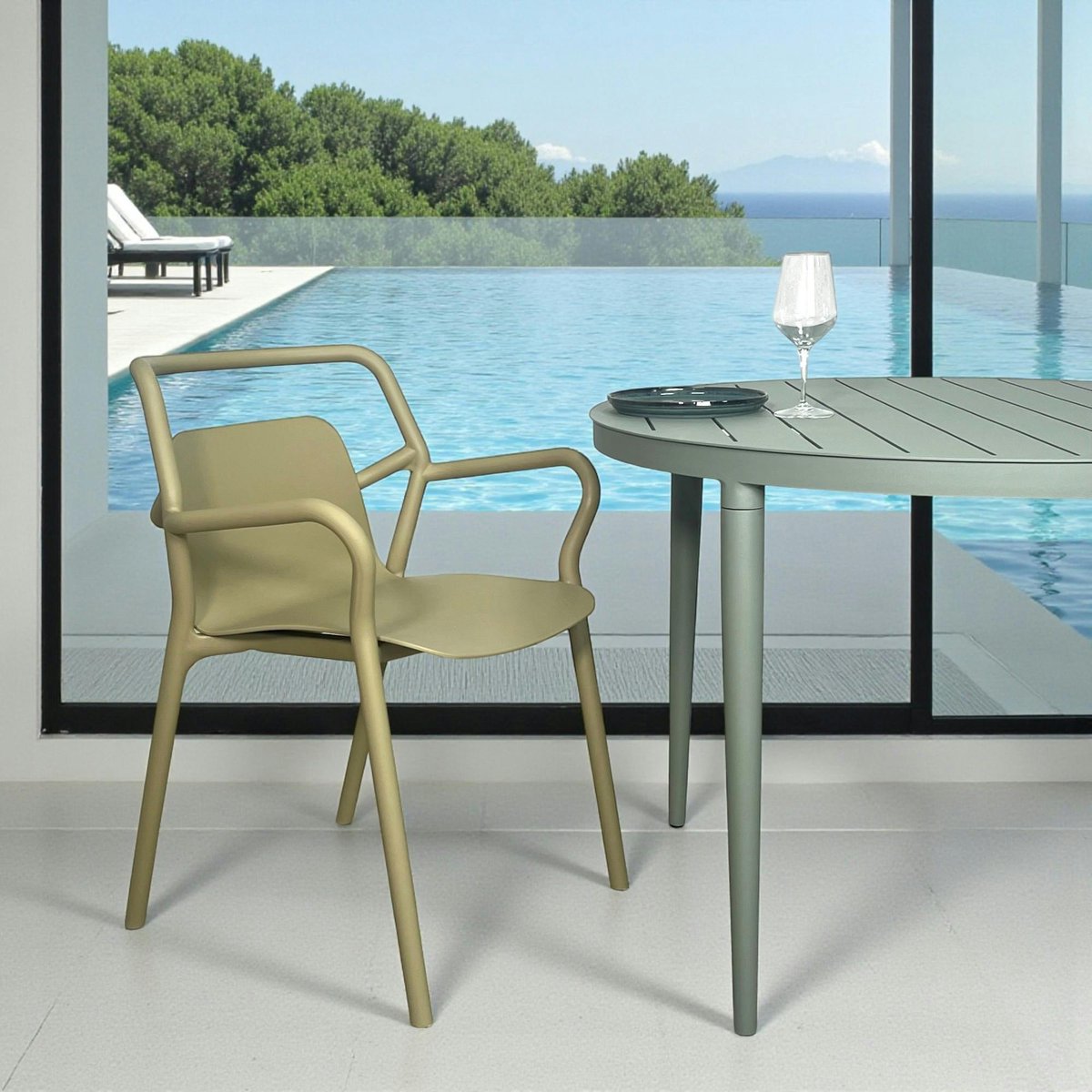 Chaise de jardin empilable (lot de 2) PINETO kaki, PIER IMPORT