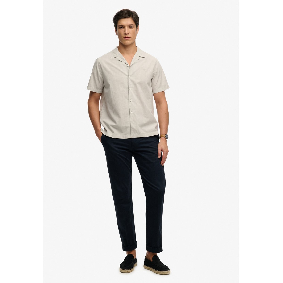 Chemise à manches courtes Cabana gris craie, SUPERDRY