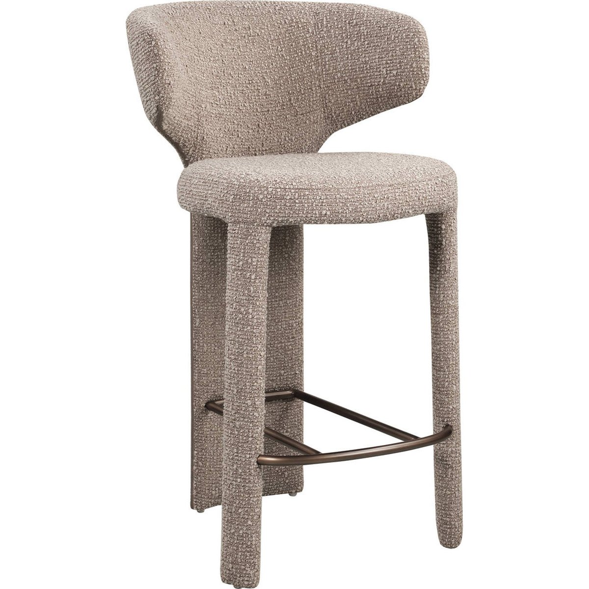 Tabouret de comptoir texturé moka chiné, RECOLLECTION