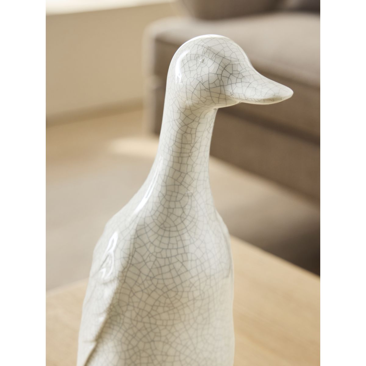 Décoration canard qui court en céramique naturel, NEXT