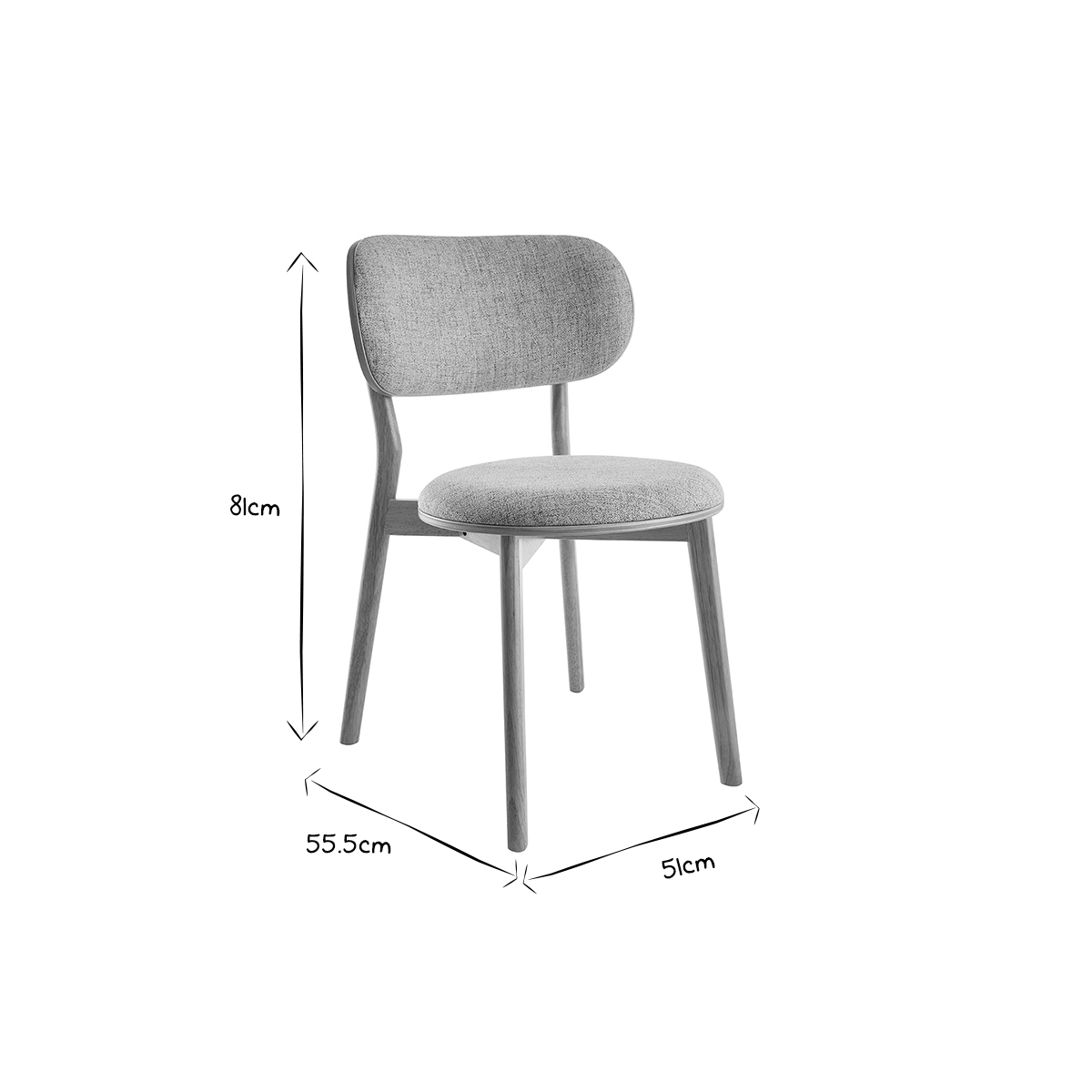 Chaises scandinaves en tissu (lot de 2) FAUVETTE gris, MILIBOO