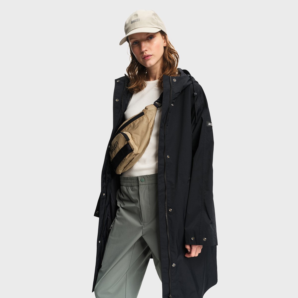 Parka mi-longue à taille ajustable MTD noir, AIGLE