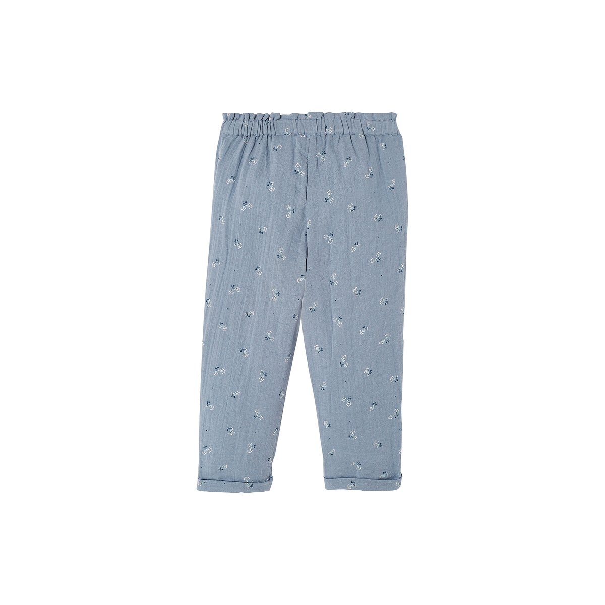 Pantacourt en gaze de coton bleu, VERTBAUDET
