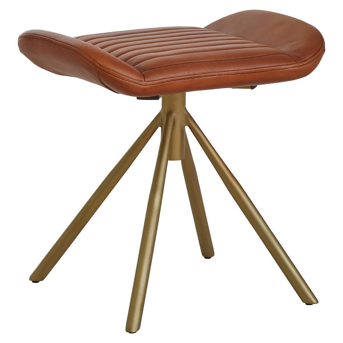 Midcentury Leather Angular Footstool tan, SO'HOME