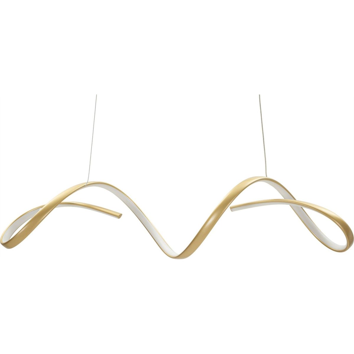 Suspension LED au profil sinueux MODERN doré et blanc, RECOLLECTION