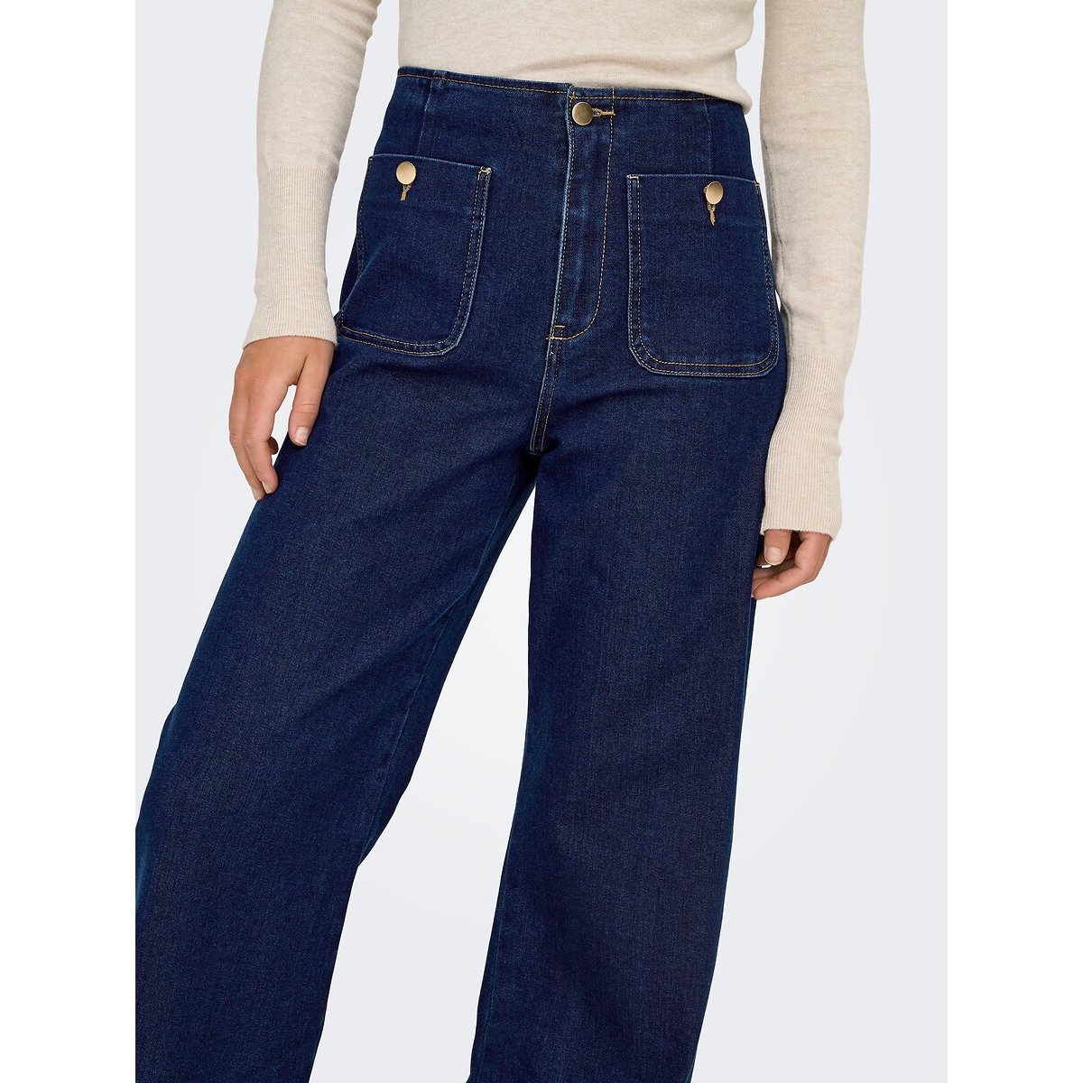 Jean large poches plaquées dark blue denim, ONLY