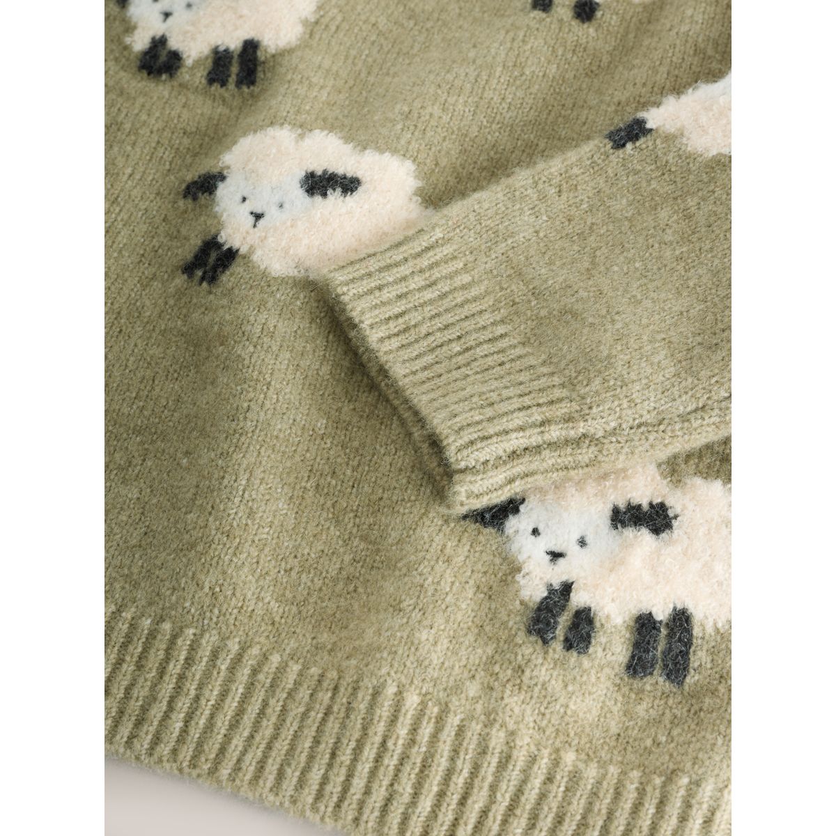 Pull ras du cou en maille moutons verts, NEXT