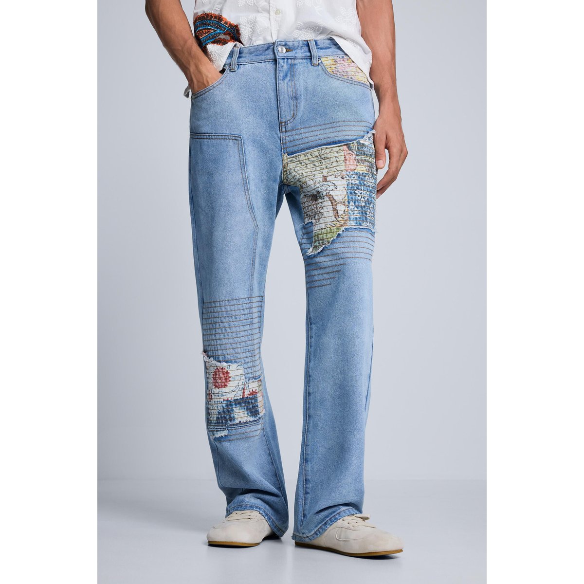 Jean droit imprimé bleu, DESIGUAL