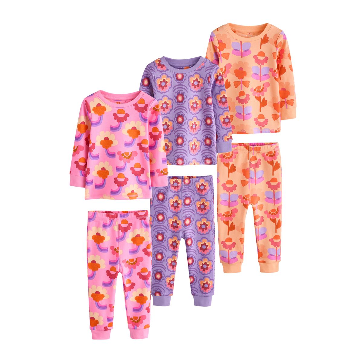 Pyjama douillet motif floral rétro, lot de 3 rose/violet, NEXT