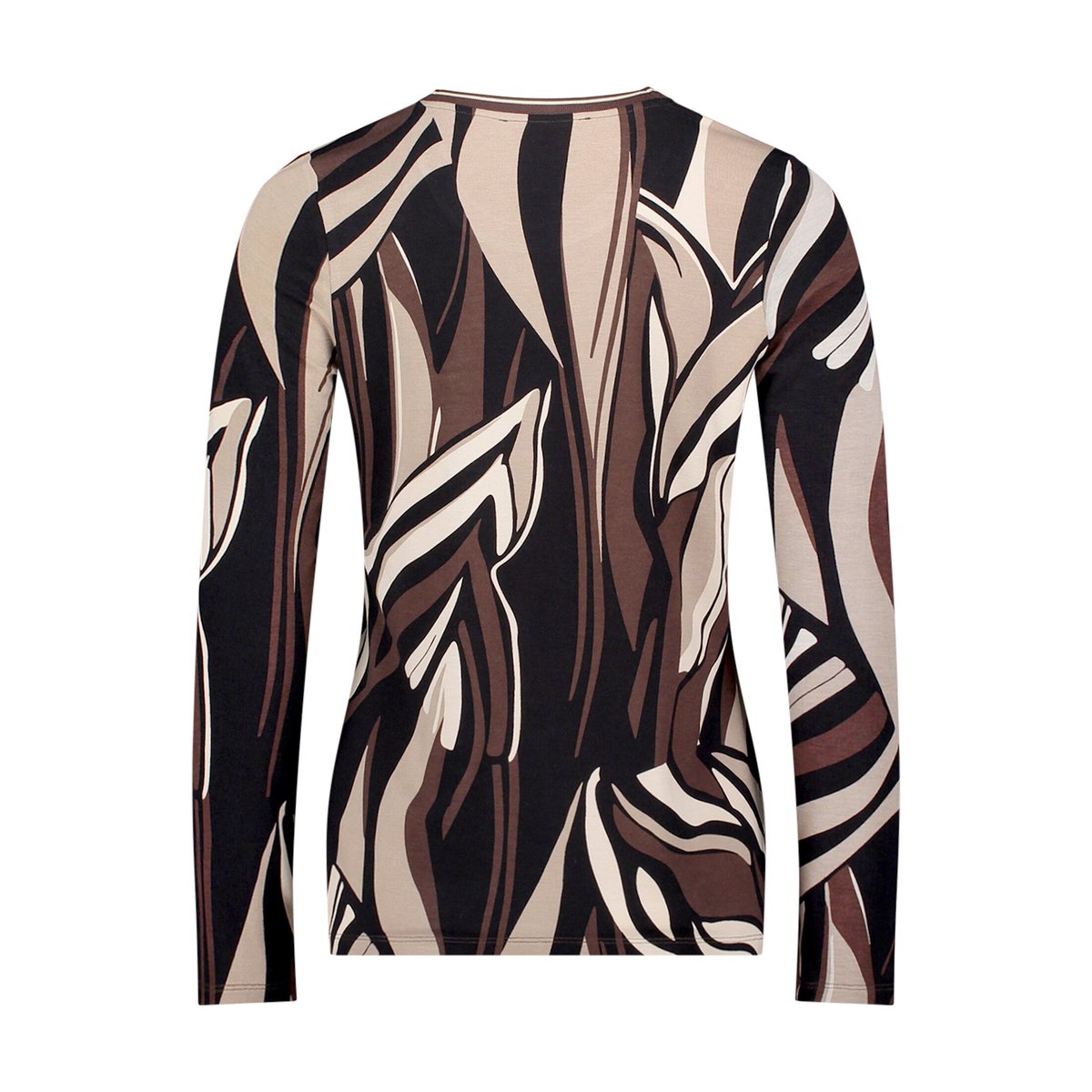 T-shirt basique à bordures côtelées taupe/black, BETTY BARCLAY