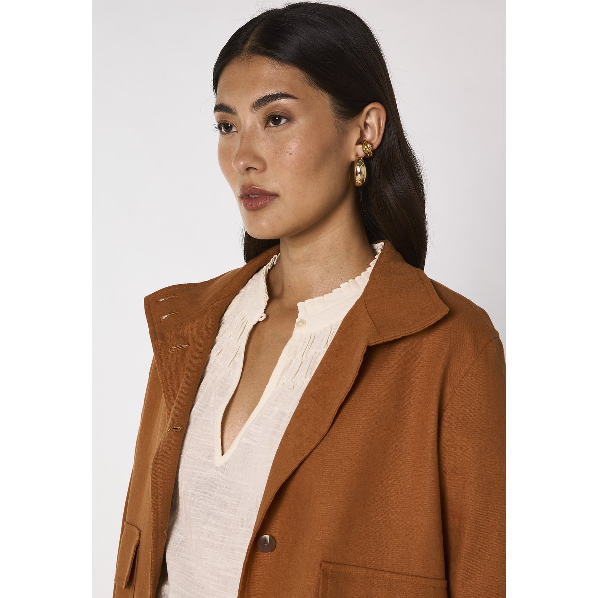 Veste à manches longues en lin mélangé BLONDIE ocre, Maison 123