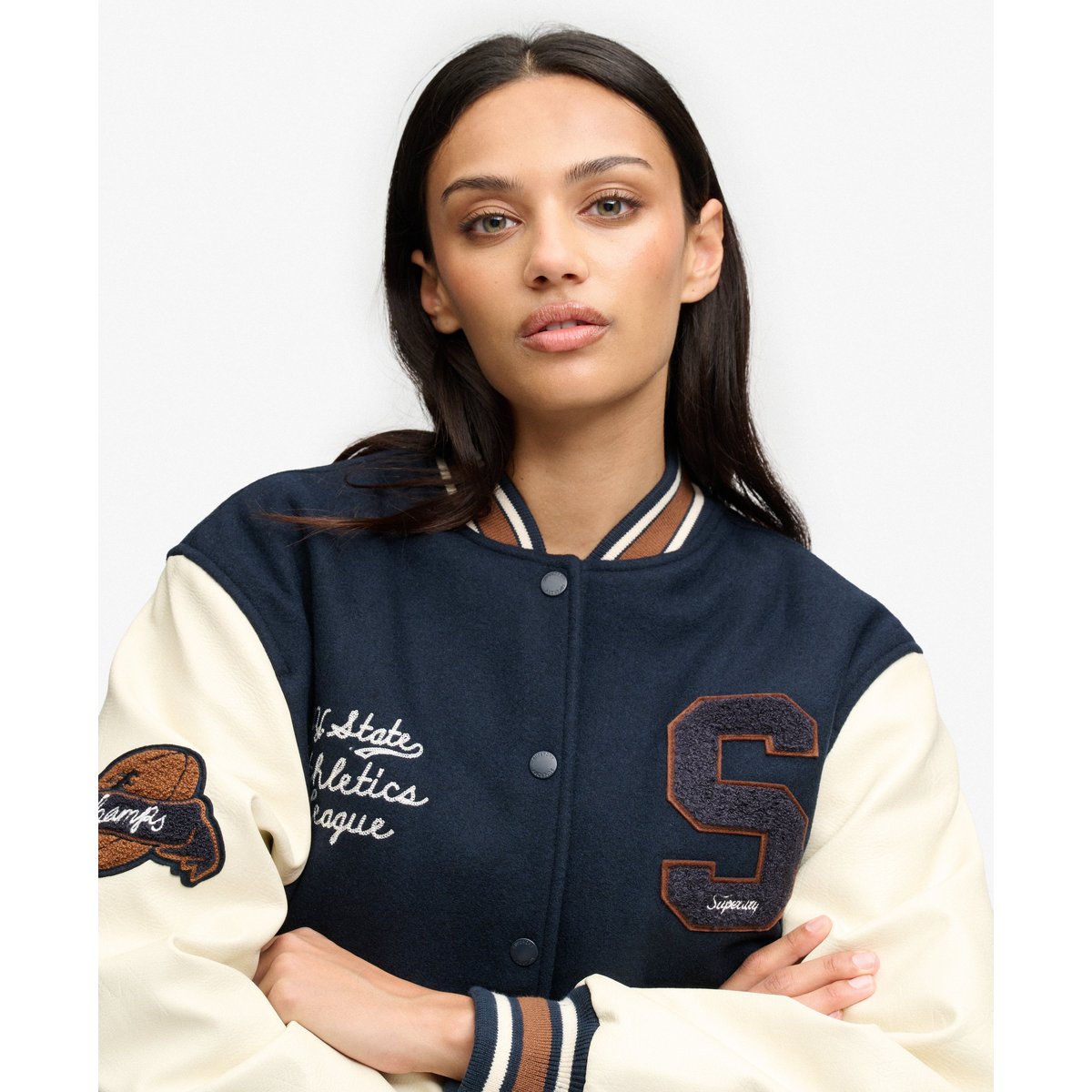 Bomber Varsity à Écussons bleu marine éclipse, SUPERDRY