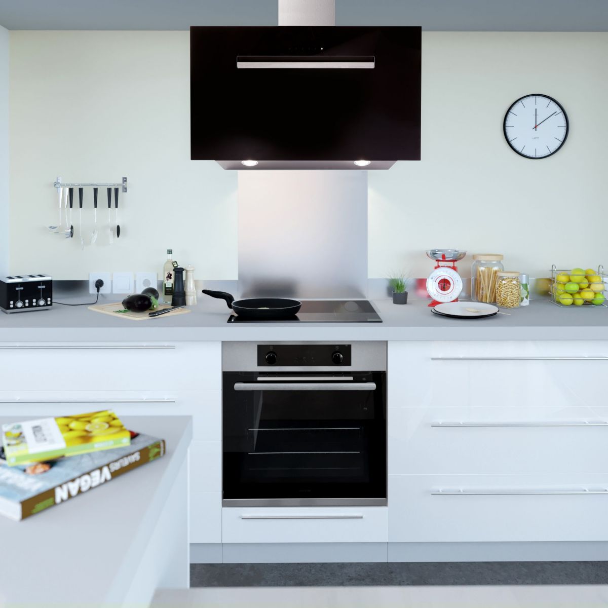 Hotte décorative murale inclinée EHDD 914ni couleur unique, ESSENTIEL B