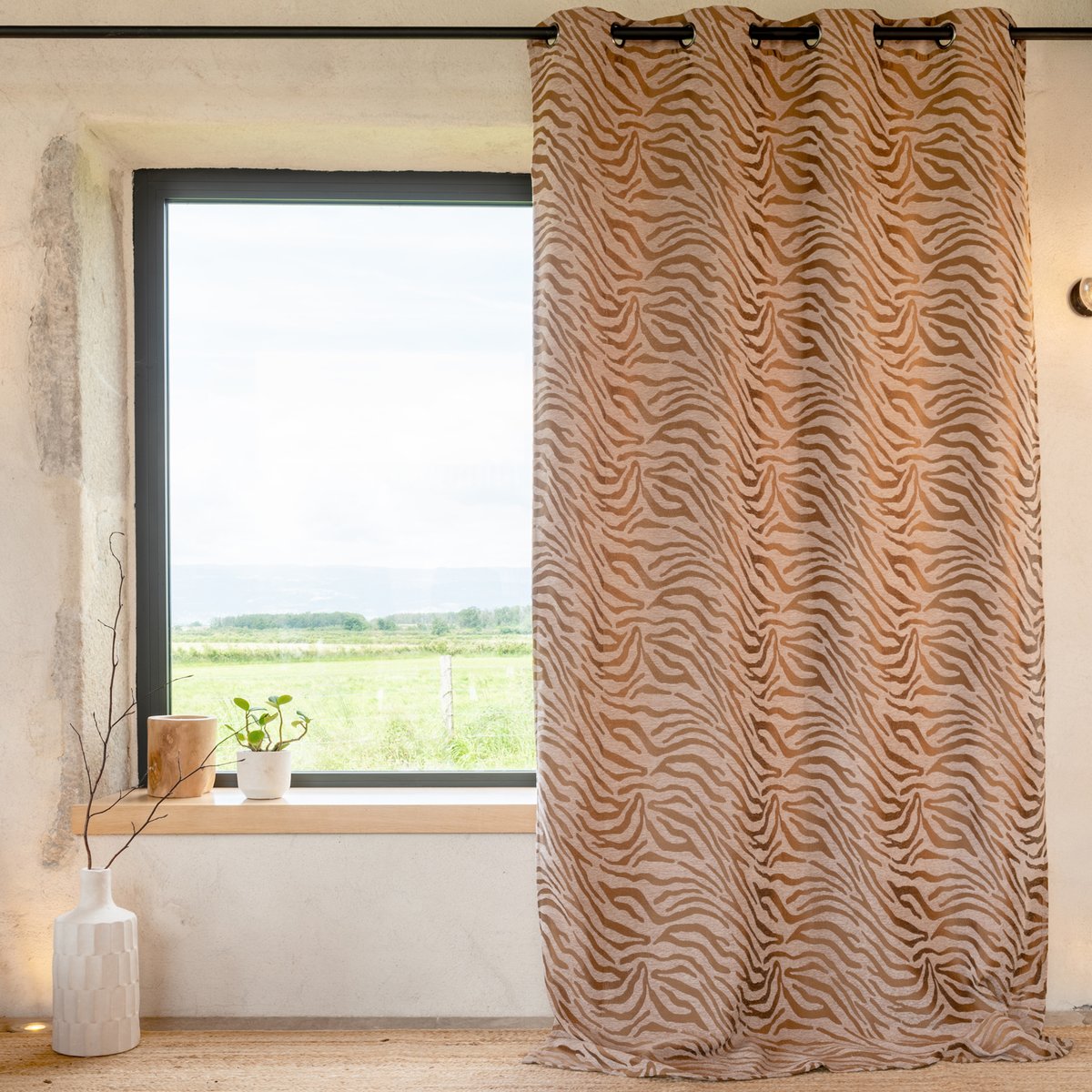 Rideau zèbre tissu chenille - QABANE beige, HOME MAISON