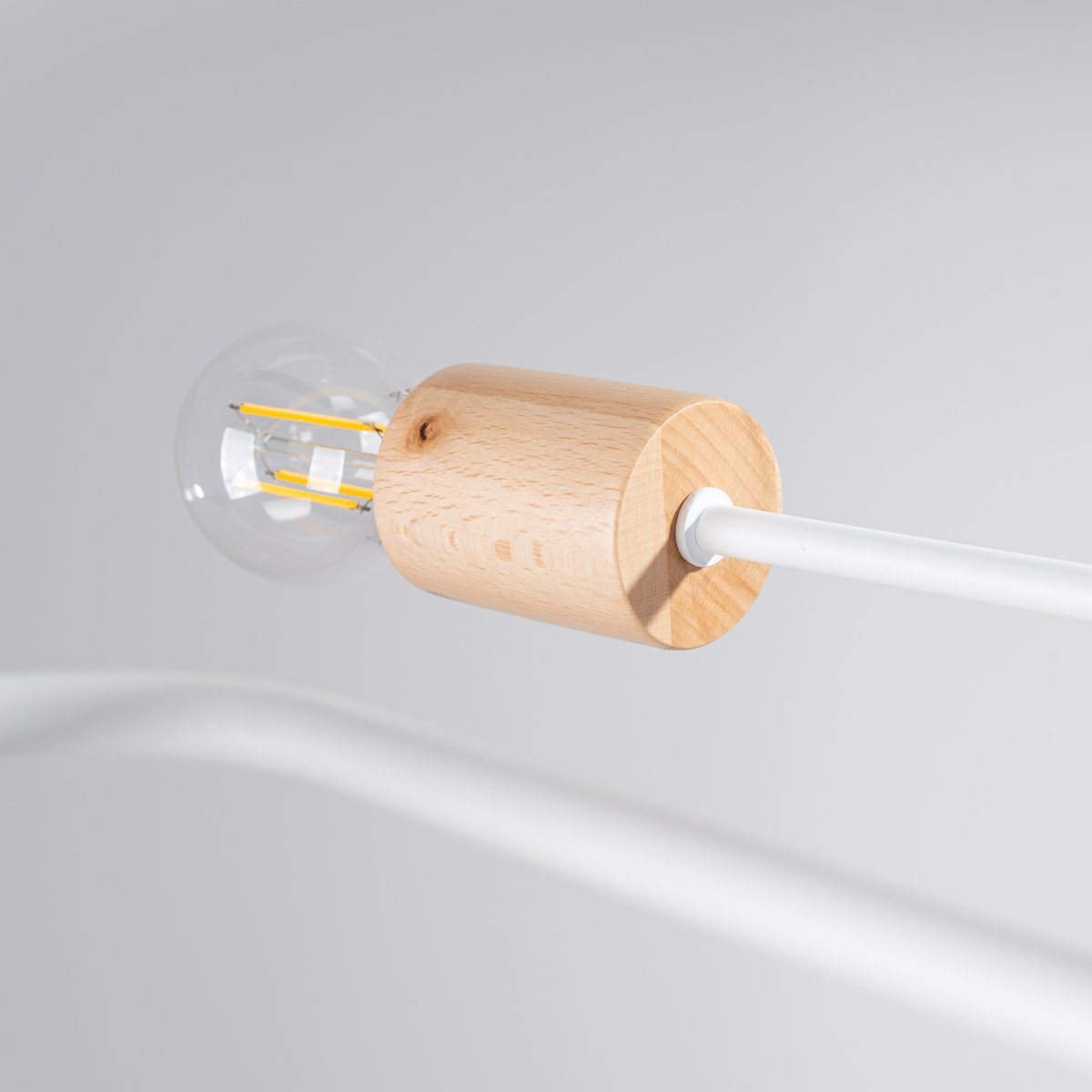 Lustre Acier Blanc/Bois Naturel E27 4 Timbo blanc, EDEN