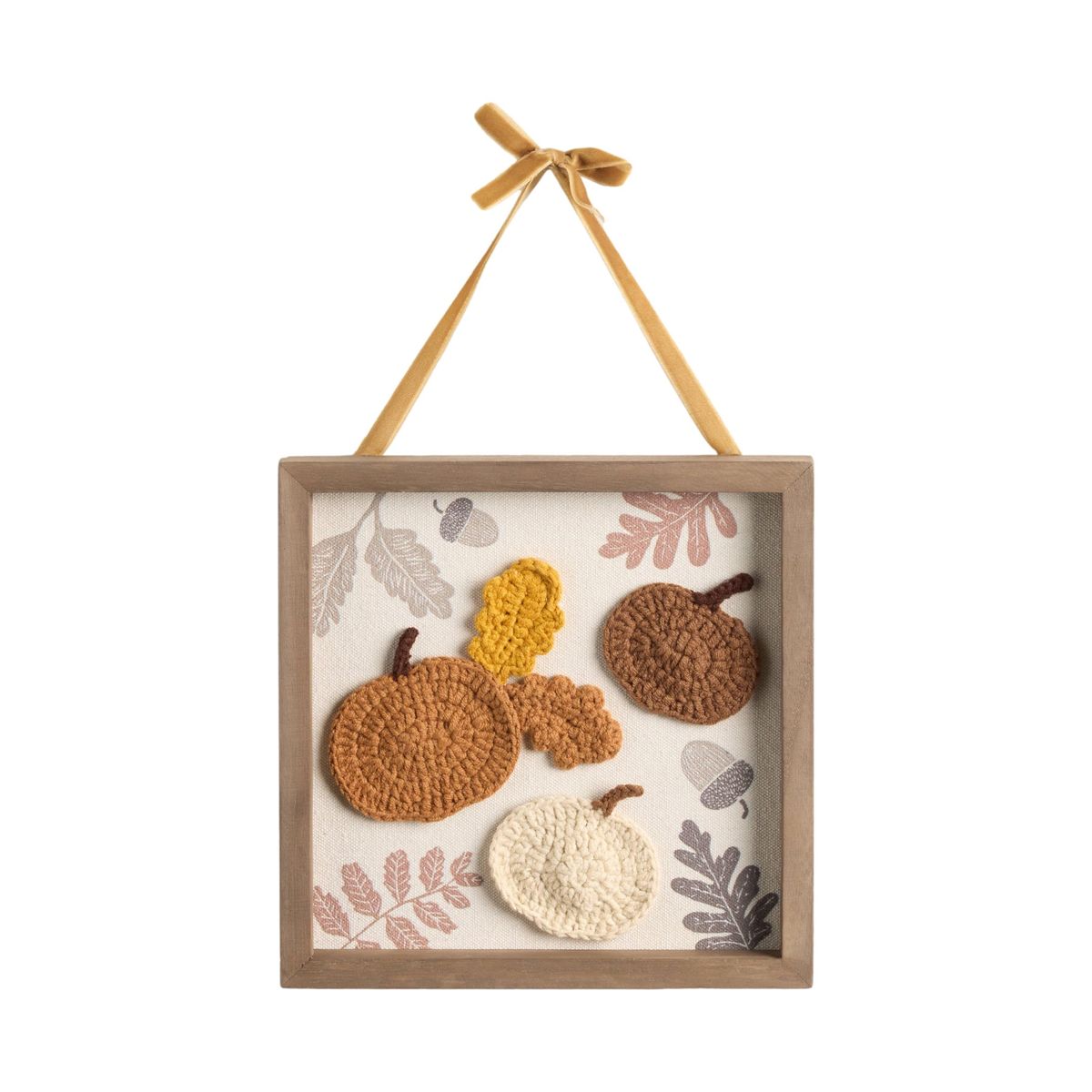 Déco murale citrouille et gland en crochet marron, NEXT